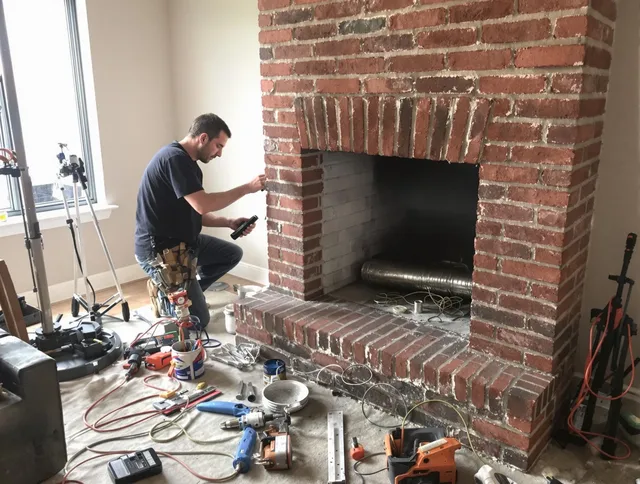 Storrs Chimney Sweep specialist finalizing chimney liner service in Storrs, CT