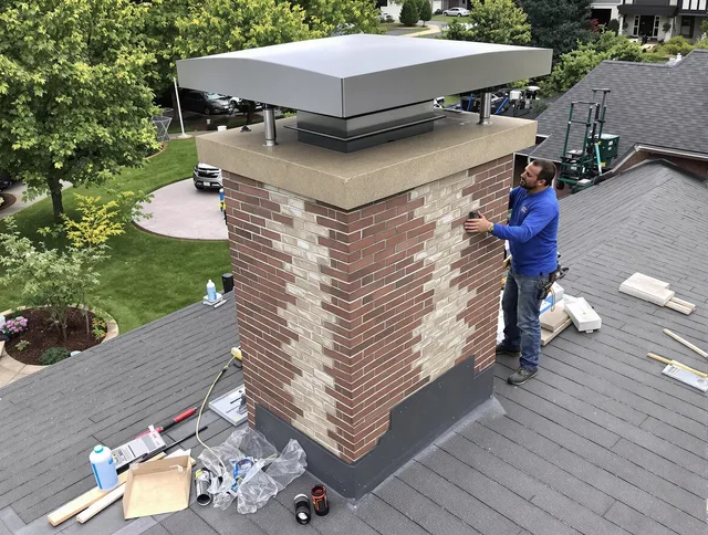 Storrs Chimney Sweep team working on a custom chimney remodel in Storrs, CT