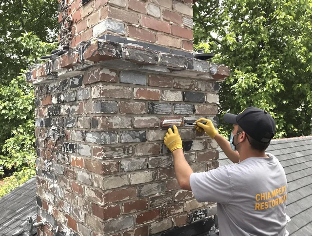 In-progress chimney restoration by Storrs Chimney Sweep in Storrs, CT