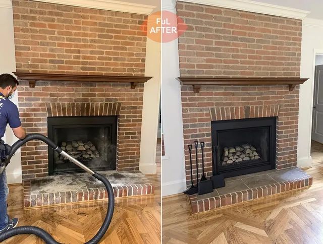 Storrs Chimney Sweep carefully sanitizing a fireplace in Storrs, CT