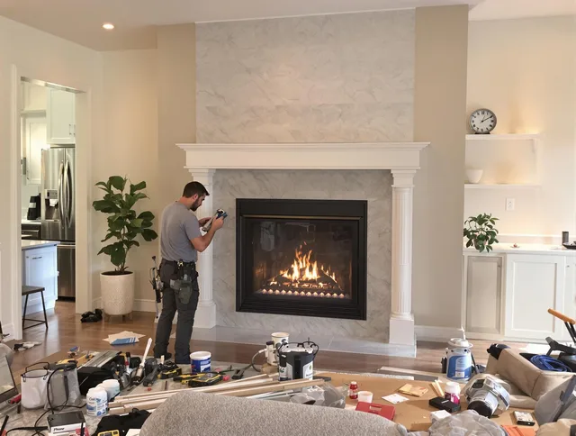 Newly installed fireplace by Storrs Chimney Sweep in Storrs, CT